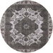 Round Machine Washable Industrial Modern Gray Rug, wshurb2910