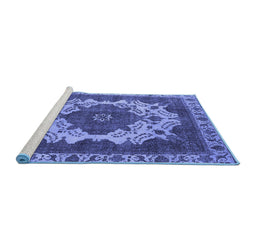 Sideview of Machine Washable Oriental Blue Industrial Rug, wshurb2910blu