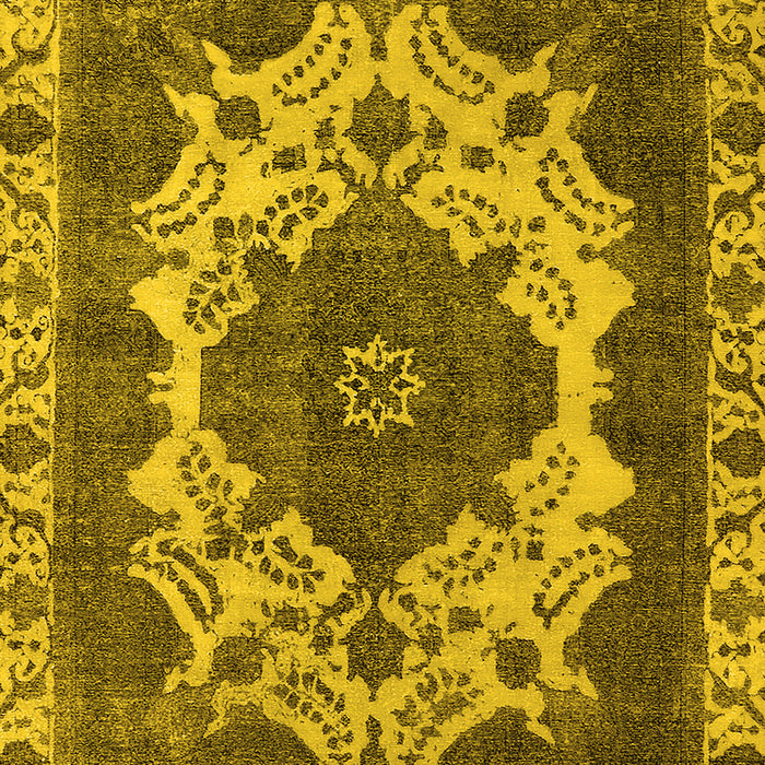 Machine Washable Oriental Yellow Industrial Rug, wshurb2910yw