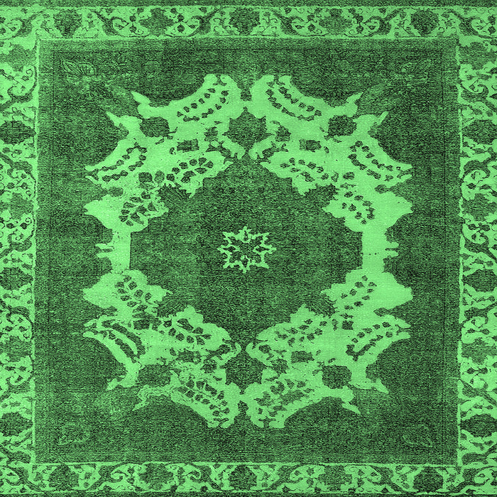 Square Oriental Emerald Green Industrial Rug, urb2910emgrn