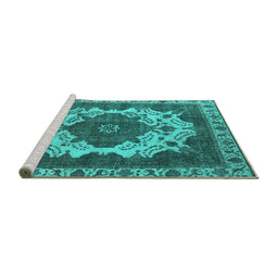 Sideview of Machine Washable Oriental Turquoise Industrial Area Rugs, wshurb2910turq