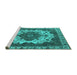 Sideview of Machine Washable Oriental Turquoise Industrial Area Rugs, wshurb2910turq