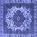 Square Machine Washable Oriental Blue Industrial Rug, wshurb2910blu