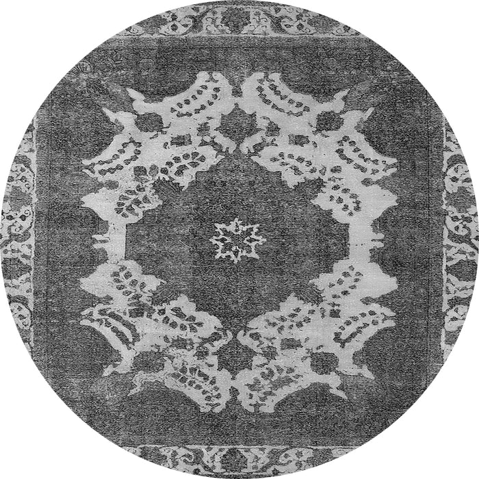 Round Oriental Gray Industrial Rug, urb2910gry