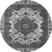 Round Machine Washable Oriental Gray Industrial Rug, wshurb2910gry