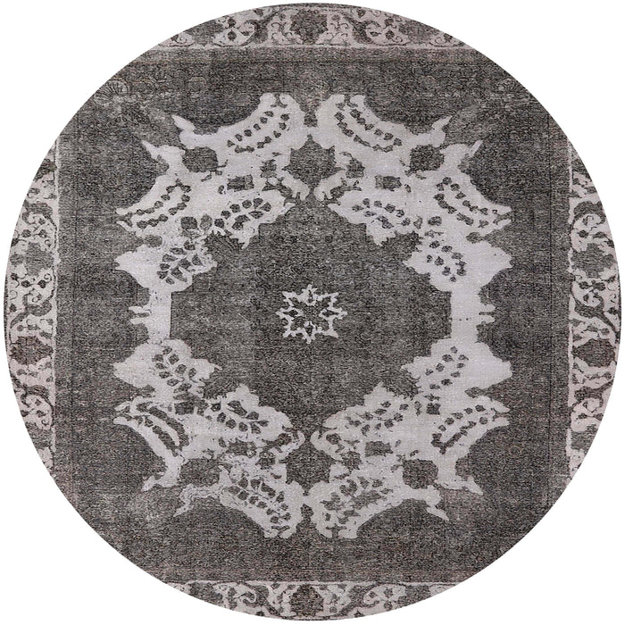 Round Mid-Century Modern Gray Oriental Rug, urb2910