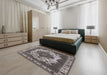 Mid-Century Modern Gray Oriental Rug in a Bedroom, urb2910