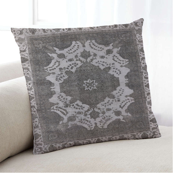 Lifestyle Image of Mid-Century Modern Urban Square Gray Throw Pillow, 18 inch by 18 inch, pwurb2910