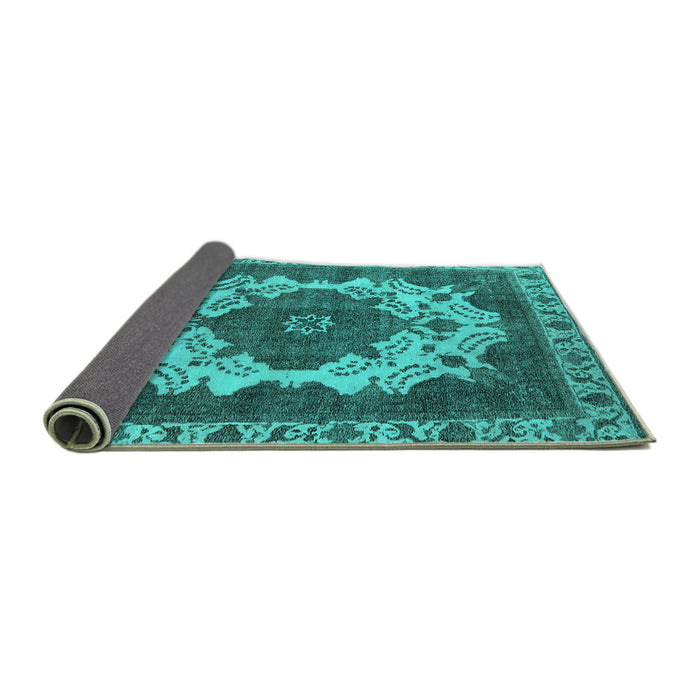 Sideview of Oriental Turquoise Industrial Rug, urb2910turq