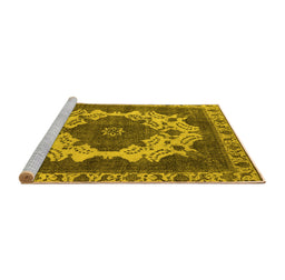 Sideview of Machine Washable Oriental Yellow Industrial Rug, wshurb2910yw