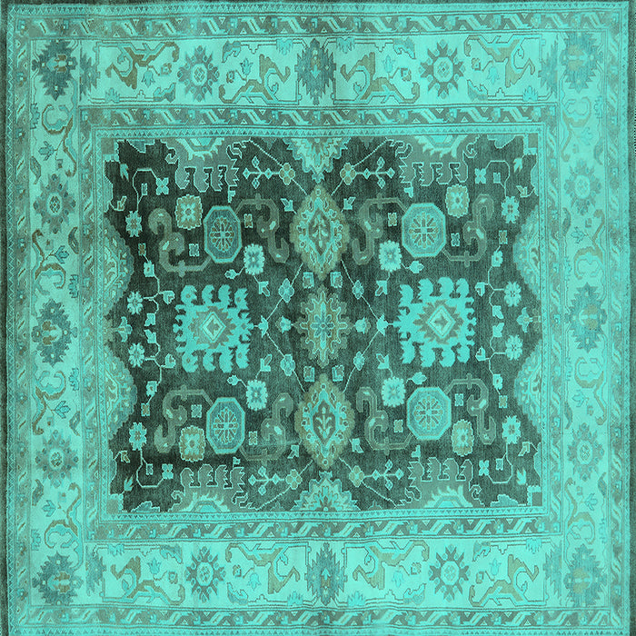Square Oriental Turquoise Traditional Rug, urb2911turq
