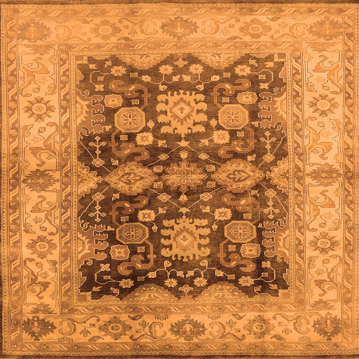 Square Machine Washable Oriental Orange Traditional Area Rugs, wshurb2911org