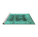 Sideview of Machine Washable Oriental Turquoise Traditional Area Rugs, wshurb2911turq