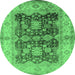 Round Oriental Emerald Green Traditional Rug, urb2911emgrn