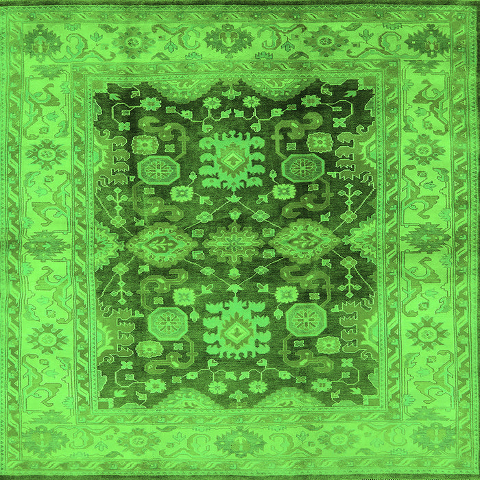 Square Oriental Green Traditional Rug, urb2911grn