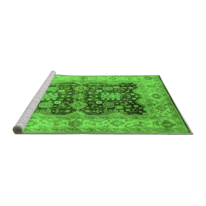 Sideview of Machine Washable Oriental Green Traditional Area Rugs, wshurb2911grn