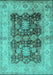 Machine Washable Oriental Turquoise Traditional Area Rugs, wshurb2911turq