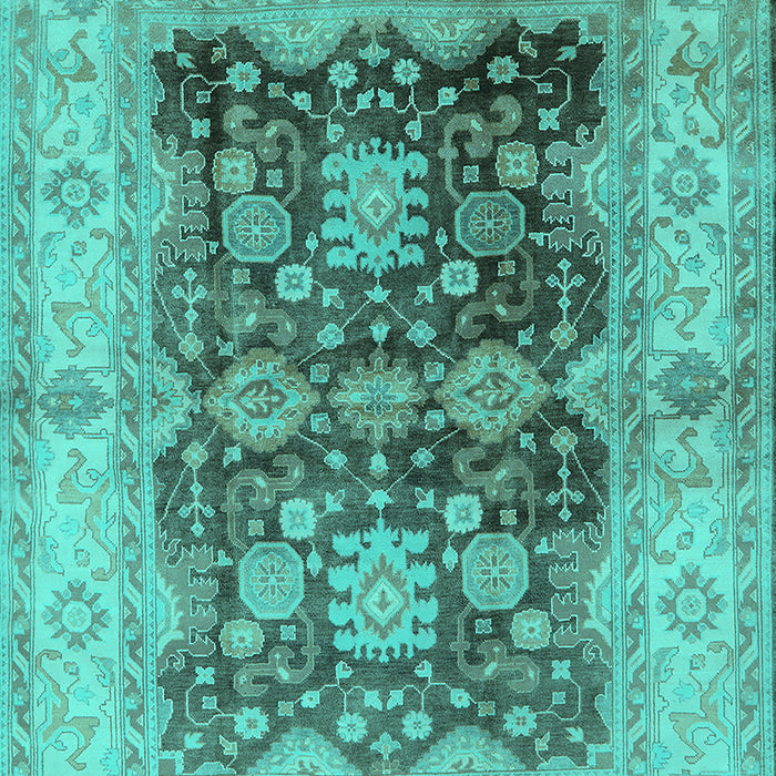 Machine Washable Oriental Turquoise Traditional Area Rugs, wshurb2911turq