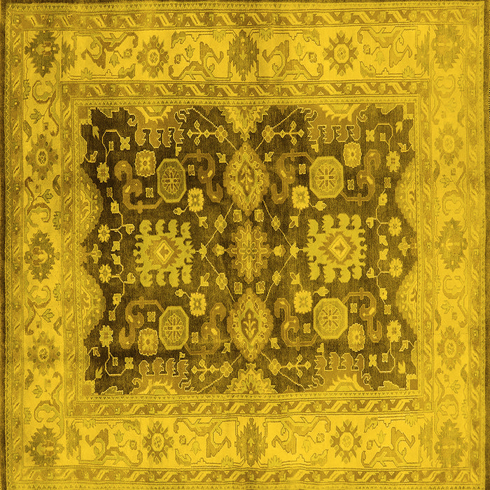 Square Machine Washable Oriental Yellow Traditional Rug, wshurb2911yw