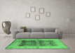 Machine Washable Oriental Emerald Green Traditional Area Rugs in a Living Room,, wshurb2911emgrn