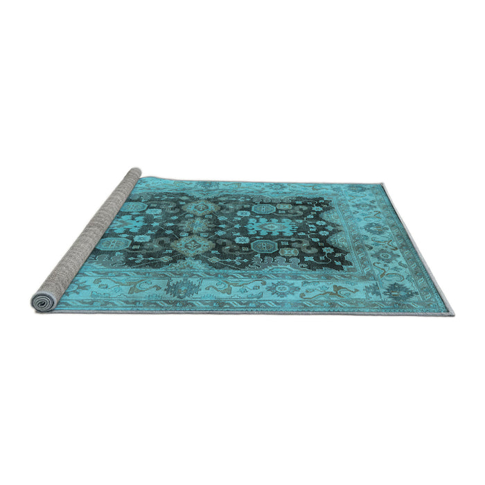 Sideview of Machine Washable Oriental Light Blue Traditional Rug, wshurb2911lblu