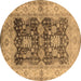 Round Oriental Brown Traditional Rug, urb2911brn