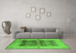 Machine Washable Oriental Green Traditional Area Rugs in a Living Room,, wshurb2911grn