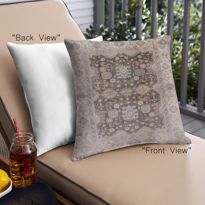 Front View of Mid-Century Modern Urban Square Brown Throw Pillow, 18 inch by 18 inch, pwurb2911