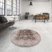 Round Machine Washable Industrial Modern Brown Rug in a Office, wshurb2911