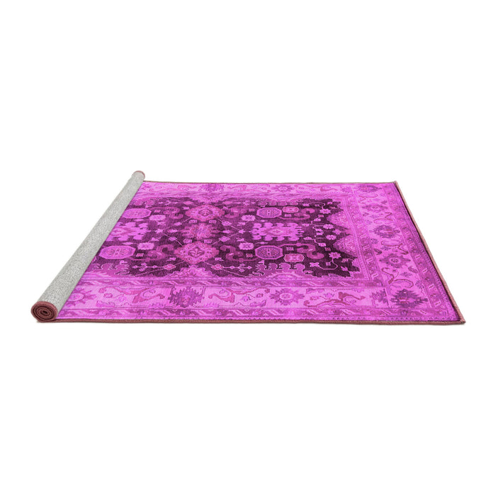 Sideview of Machine Washable Oriental Pink Traditional Rug, wshurb2911pnk