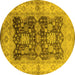Round Oriental Yellow Traditional Rug, urb2911yw