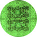 Round Oriental Green Traditional Rug, urb2911grn