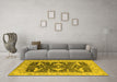 Machine Washable Oriental Yellow Industrial Rug in a Living Room, wshurb2912yw