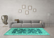 Machine Washable Oriental Turquoise Industrial Area Rugs in a Living Room,, wshurb2912turq