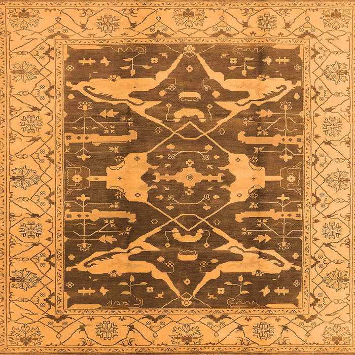 Square Machine Washable Oriental Orange Industrial Area Rugs, wshurb2912org