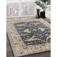 Mid-Century Modern Ash Gray Oriental Rug, urb2912