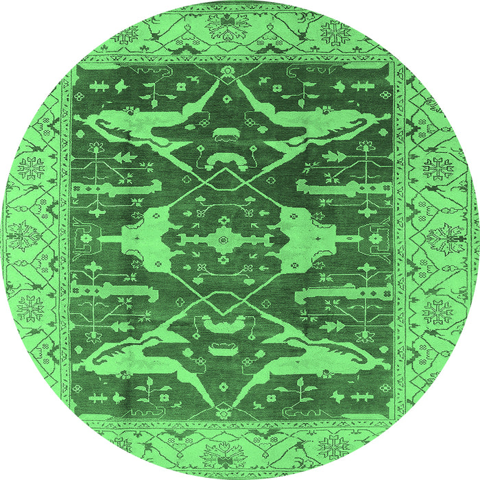 Round Oriental Emerald Green Industrial Rug, urb2912emgrn