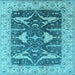 Square Machine Washable Oriental Light Blue Industrial Rug, wshurb2912lblu