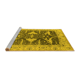 Sideview of Machine Washable Oriental Yellow Industrial Rug, wshurb2912yw