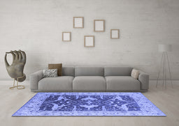 Machine Washable Oriental Blue Industrial Rug in a Living Room, wshurb2912blu