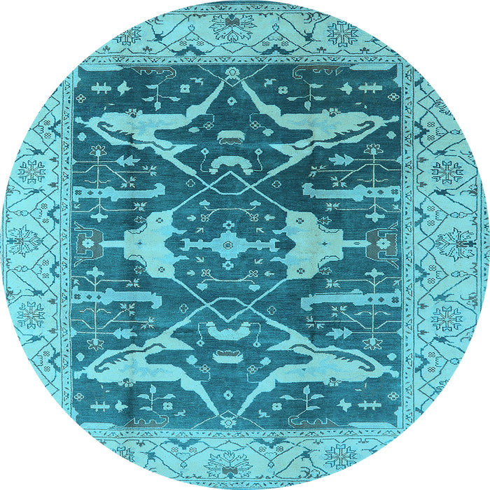 Round Oriental Light Blue Industrial Rug, urb2912lblu