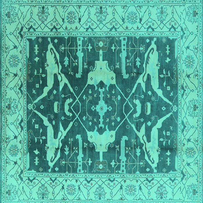 Square Oriental Turquoise Industrial Rug, urb2912turq