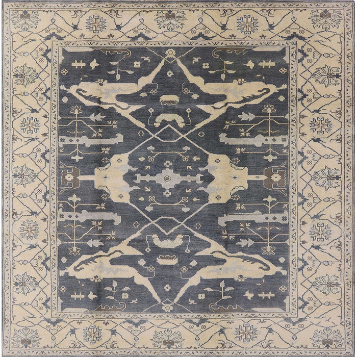 Square Mid-Century Modern Ash Gray Oriental Rug, urb2912