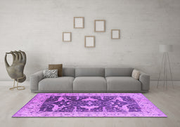 Machine Washable Oriental Purple Industrial Area Rugs in a Living Room, wshurb2912pur