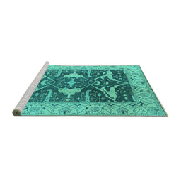 Sideview of Machine Washable Oriental Turquoise Industrial Area Rugs, wshurb2912turq