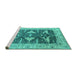 Sideview of Machine Washable Oriental Turquoise Industrial Area Rugs, wshurb2912turq