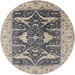 Round Machine Washable Industrial Modern Ash Gray Rug, wshurb2912