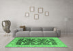 Machine Washable Oriental Emerald Green Industrial Area Rugs in a Living Room,, wshurb2912emgrn