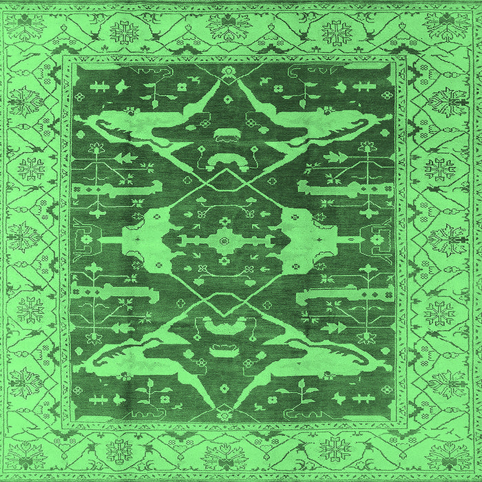 Square Oriental Emerald Green Industrial Rug, urb2912emgrn