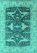 Machine Washable Oriental Turquoise Industrial Area Rugs, wshurb2912turq